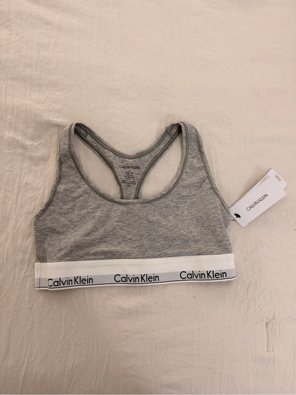 Calvin Klein Grey Racerback Logo Band Bralette